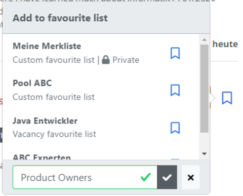 Create new custom favourite list