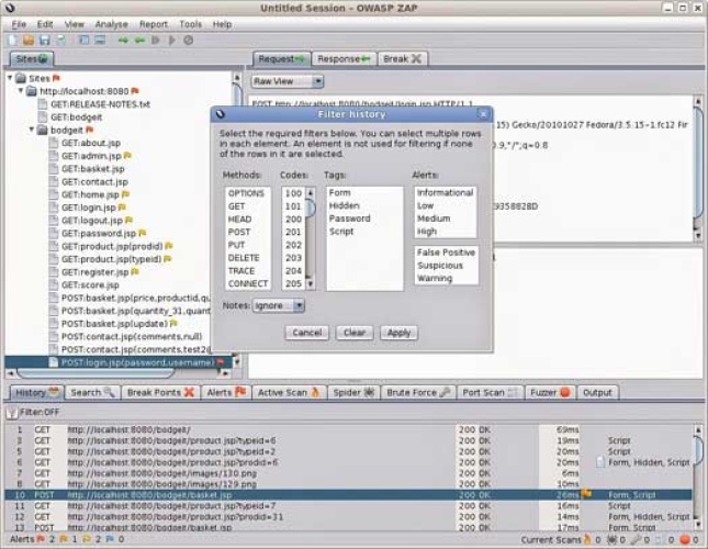 Programm OWASP ZAP (Screenshot)