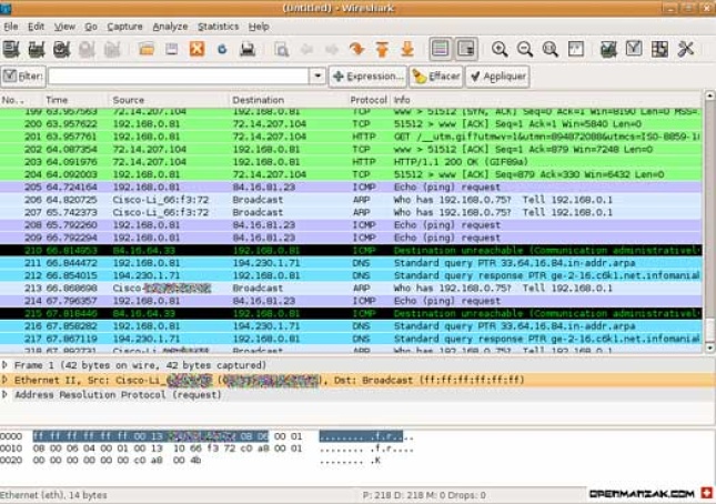 Programm Wireshark (Screenshot)